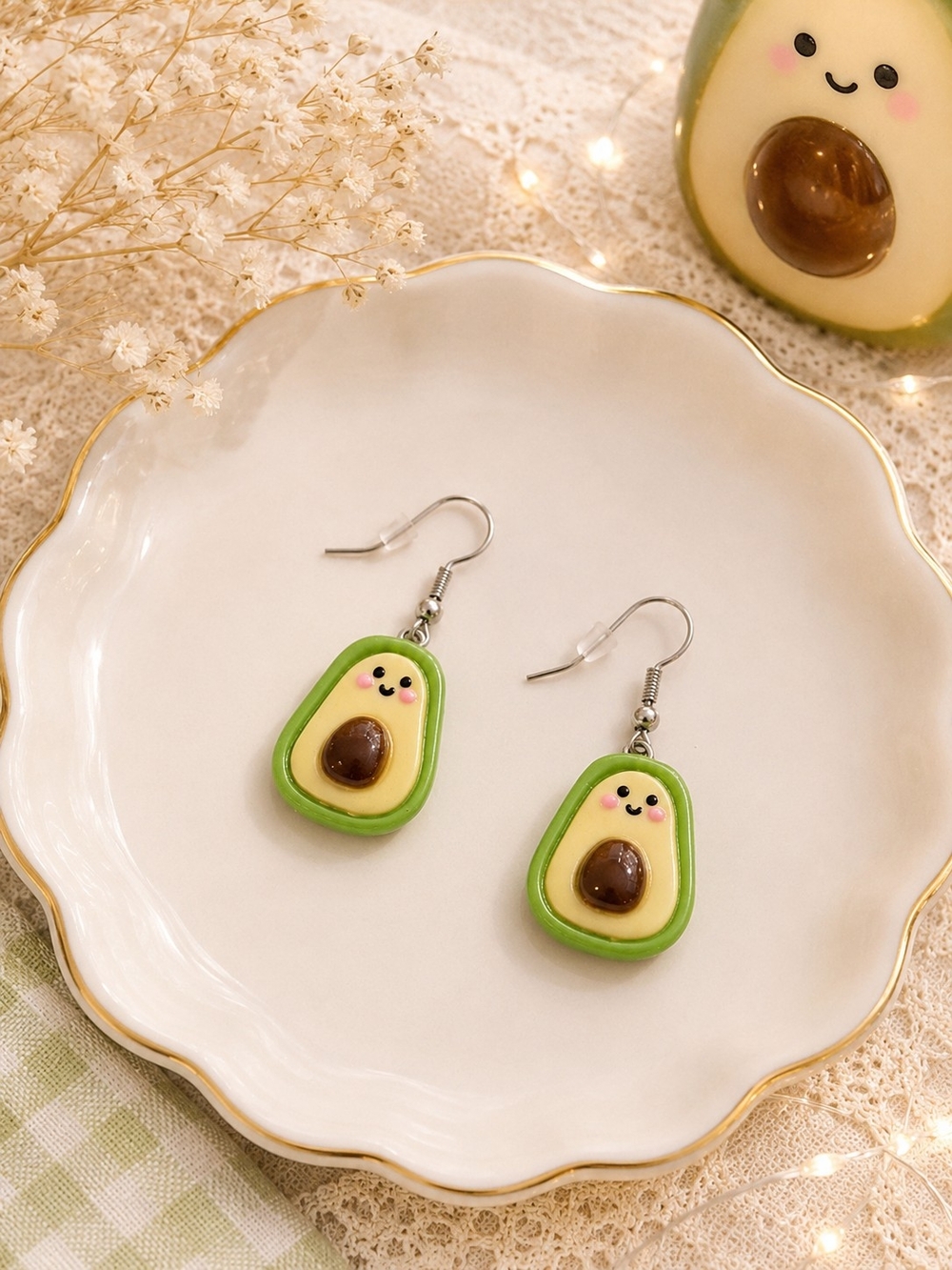 Cute Green Avocado Dangle Earrings New
